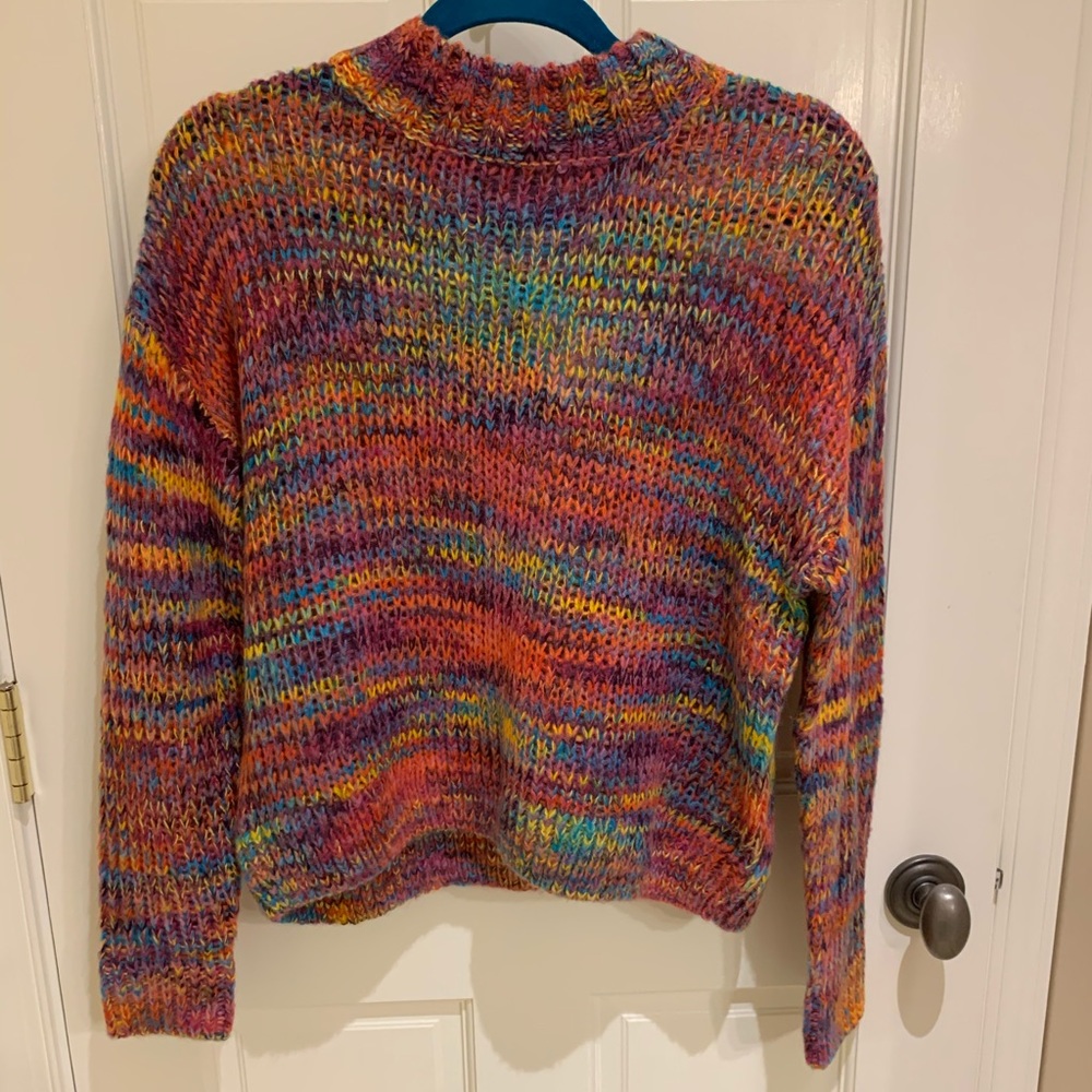 Hooked Up Colorful Sweater with High Neck